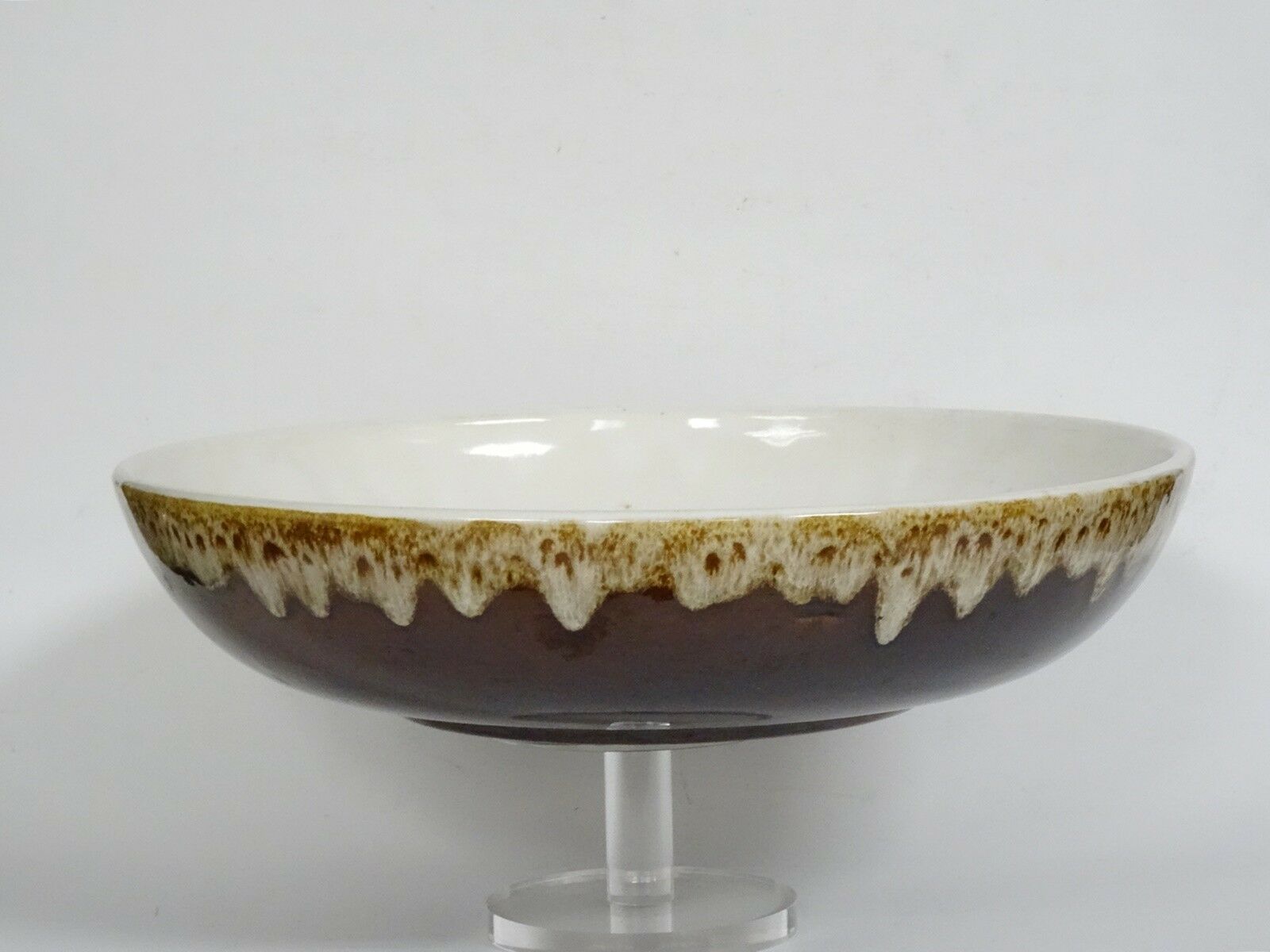 Large Vintage Rubel Brown Drip Pottery Serving Bowl ~ 12"
