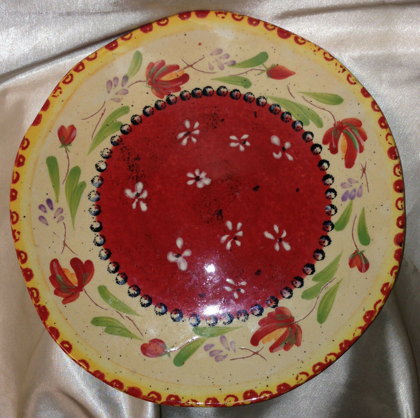 Ambiance Red Tuscan Floral Dinner Plate 11 1/8" Red & Yellow Floral Design