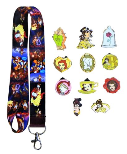 Belle ~ Beauty And The Beast Starter Lanyard Set W/ 5 Disney Trading Pins ~ New