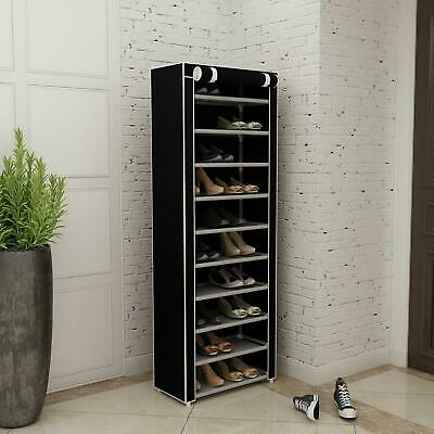 New 10 Tier Shoe Rack Shelf Standing Clost Cabinet Storage With Cover Black
