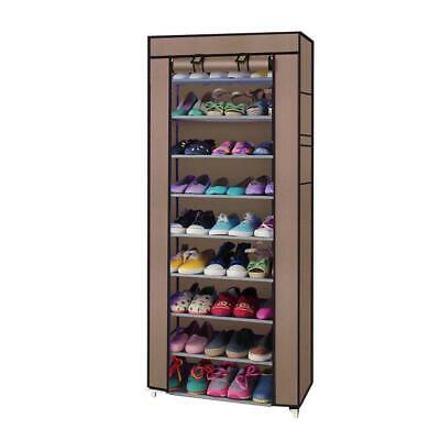 Portable 10 Tier Shoe Rack Shelves Storage Closet Home Holder Cabinet With Cover