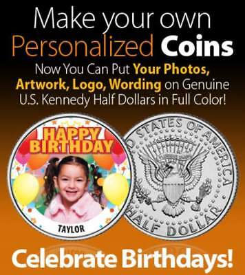 Design Your Own Colorized U.s. Jfk Half Dollar Personalized Coin With Your Photo