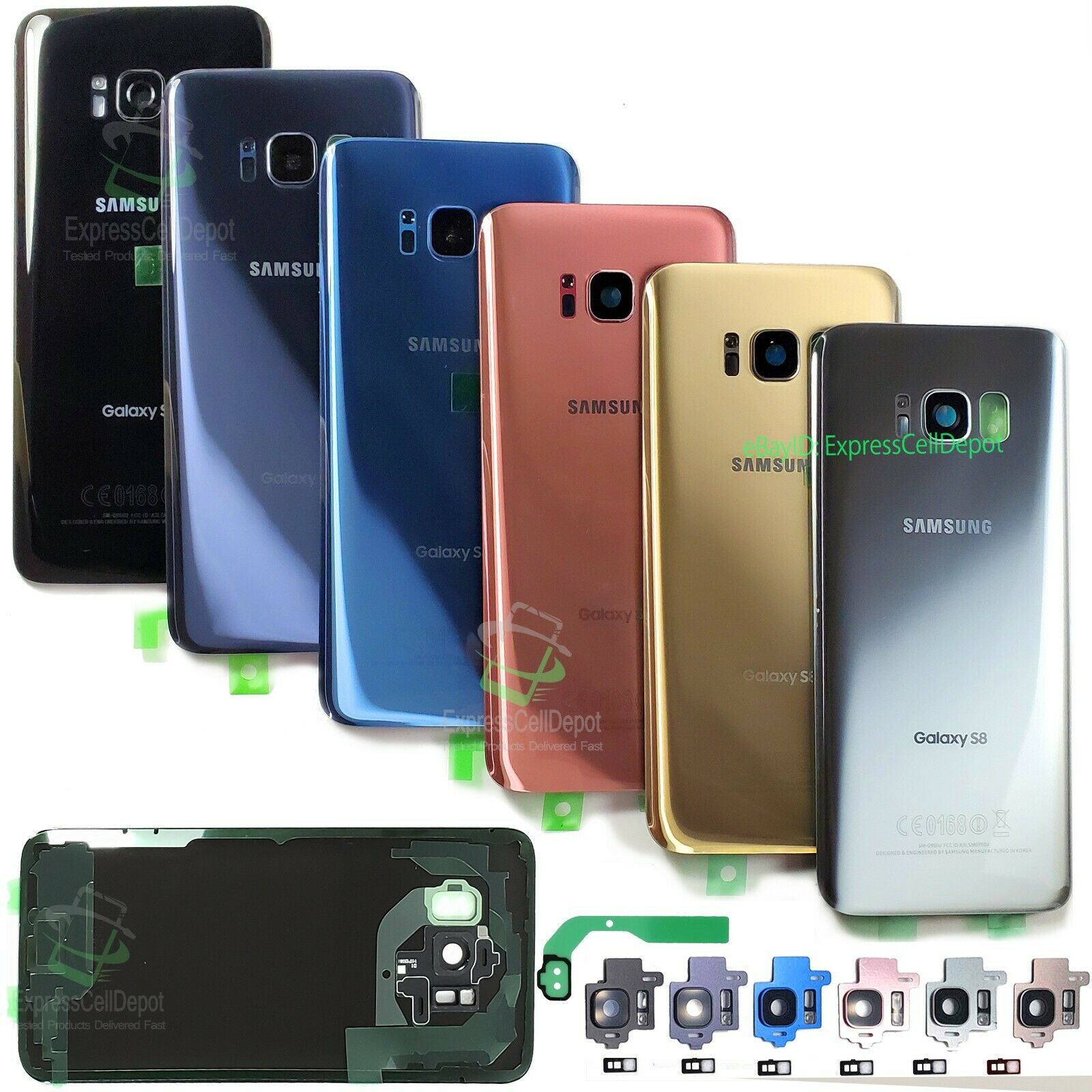 For Samsung Galaxy S8/s8 Plus Replacement Back Glass+camera Lens Cover+ip68 Tape