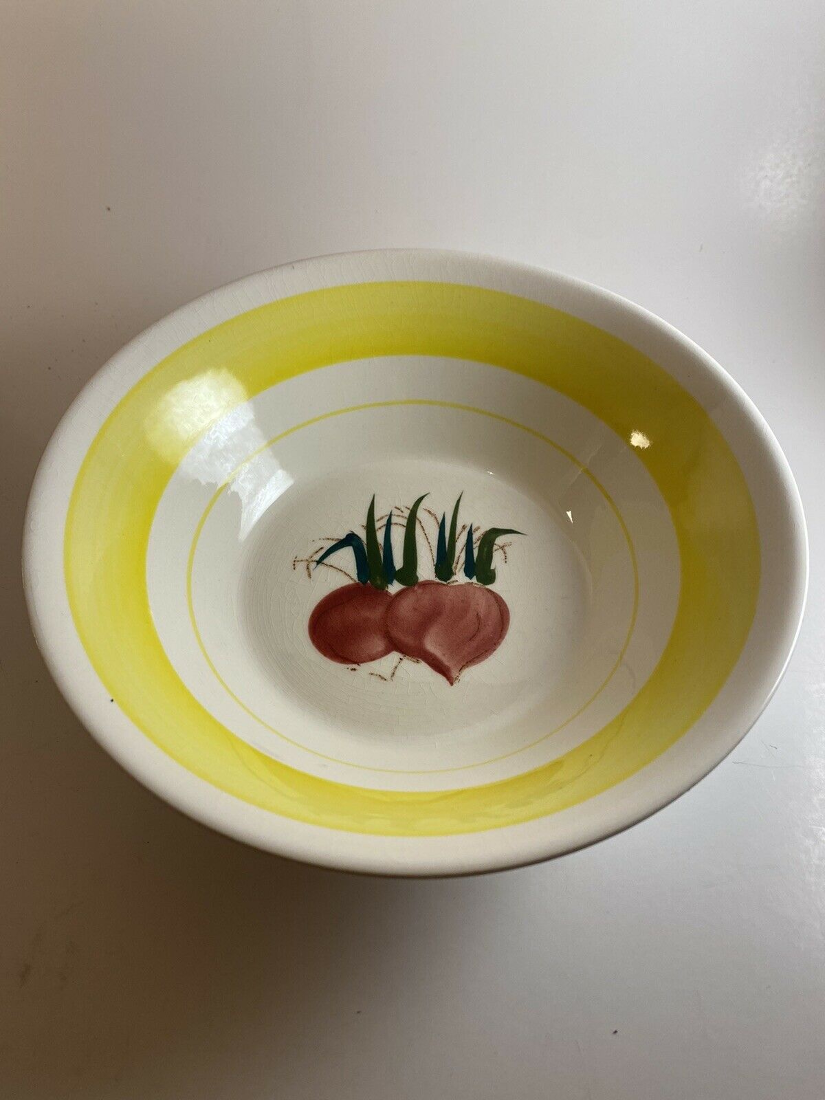 Cereal Soup Salad Bowl Action Brand Korea Yellow Band Hand Painted Beet 7 Inch