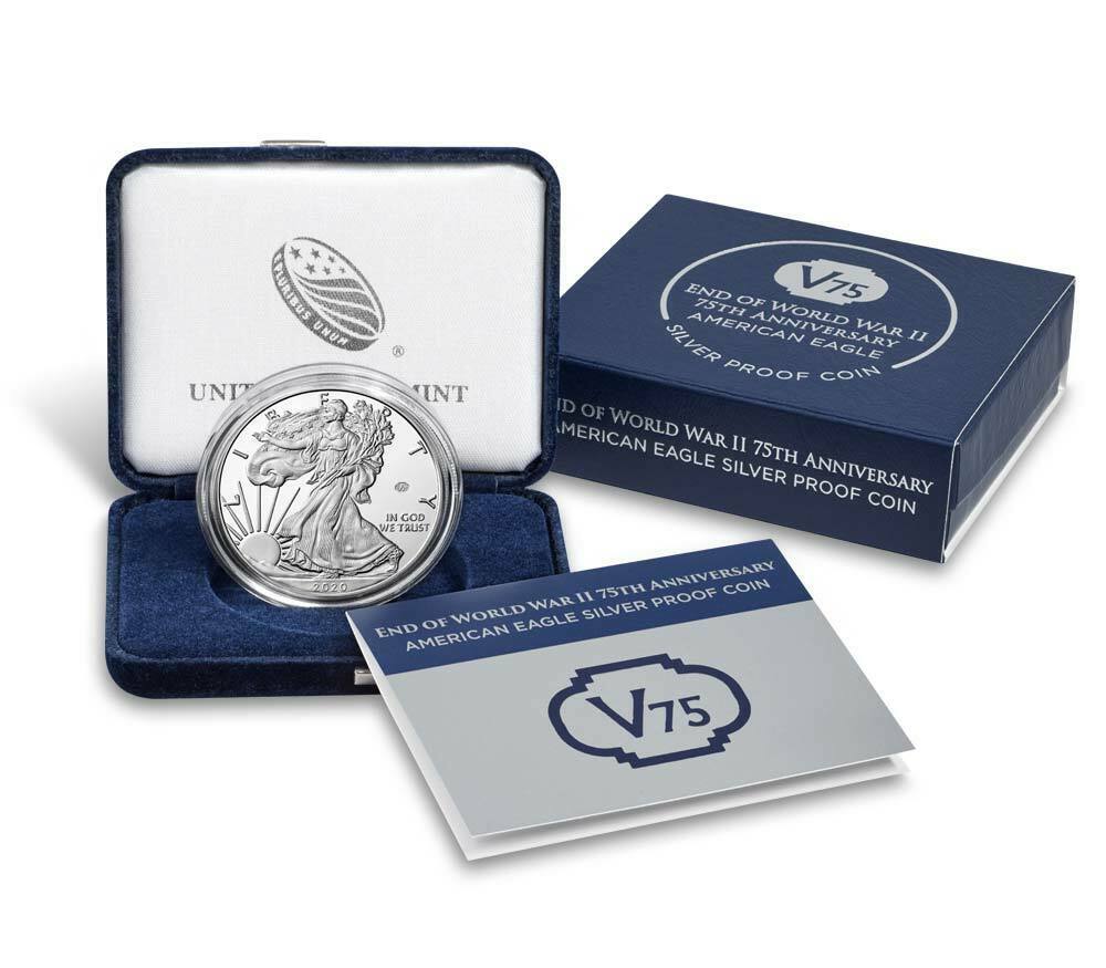 In Stock! 2020 W Proof Silver Eagle World War Ii V75 Privy In Ogp 75,000 Minted
