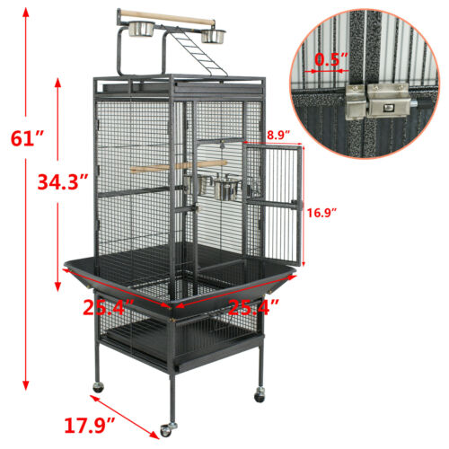 61" Large Bird Cage Top Play Non-toxic Power Coated Steel Best Pet House Ez Use