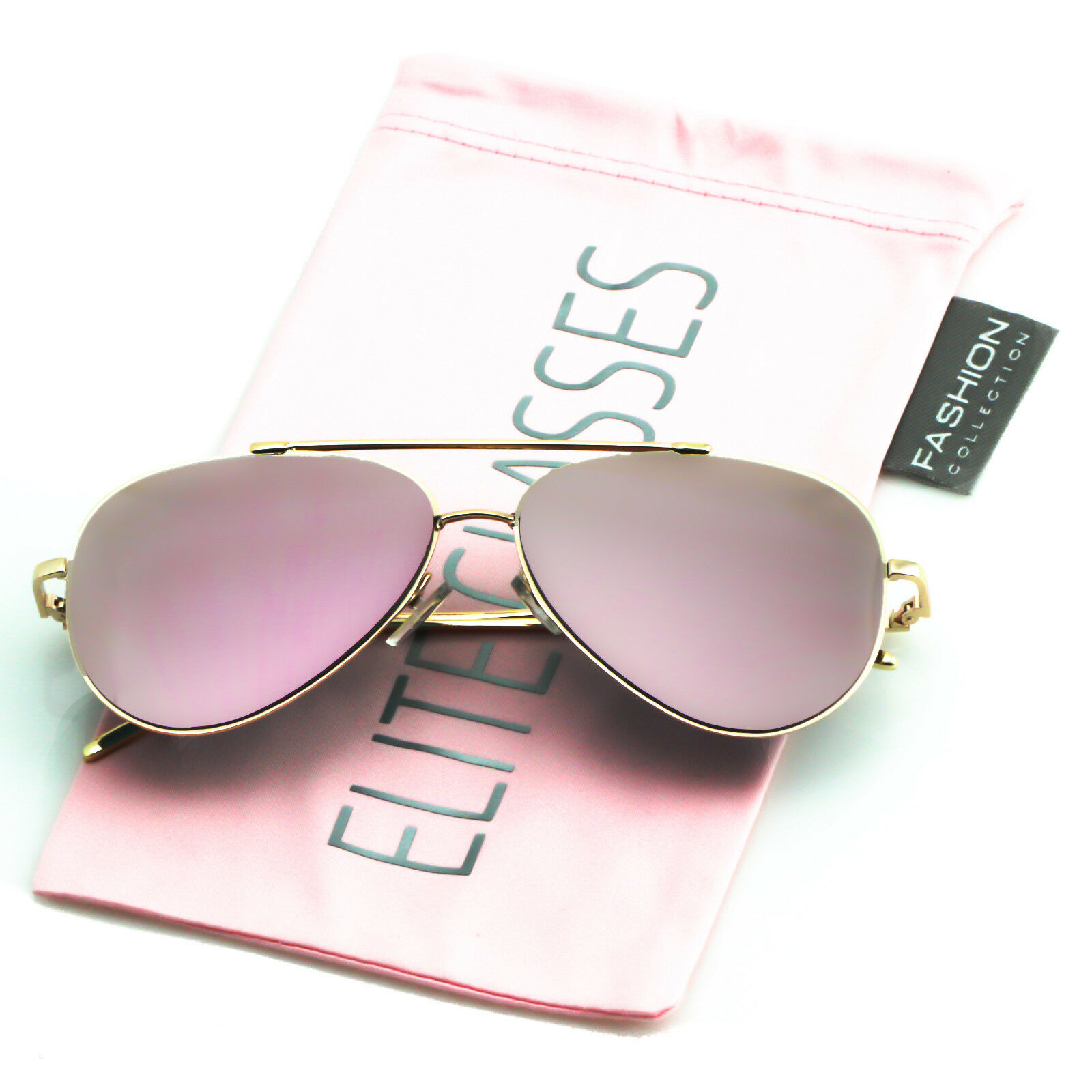 Rose Gold Women Sunglasses Designer Mirrored Metal Oversized Glasses New
