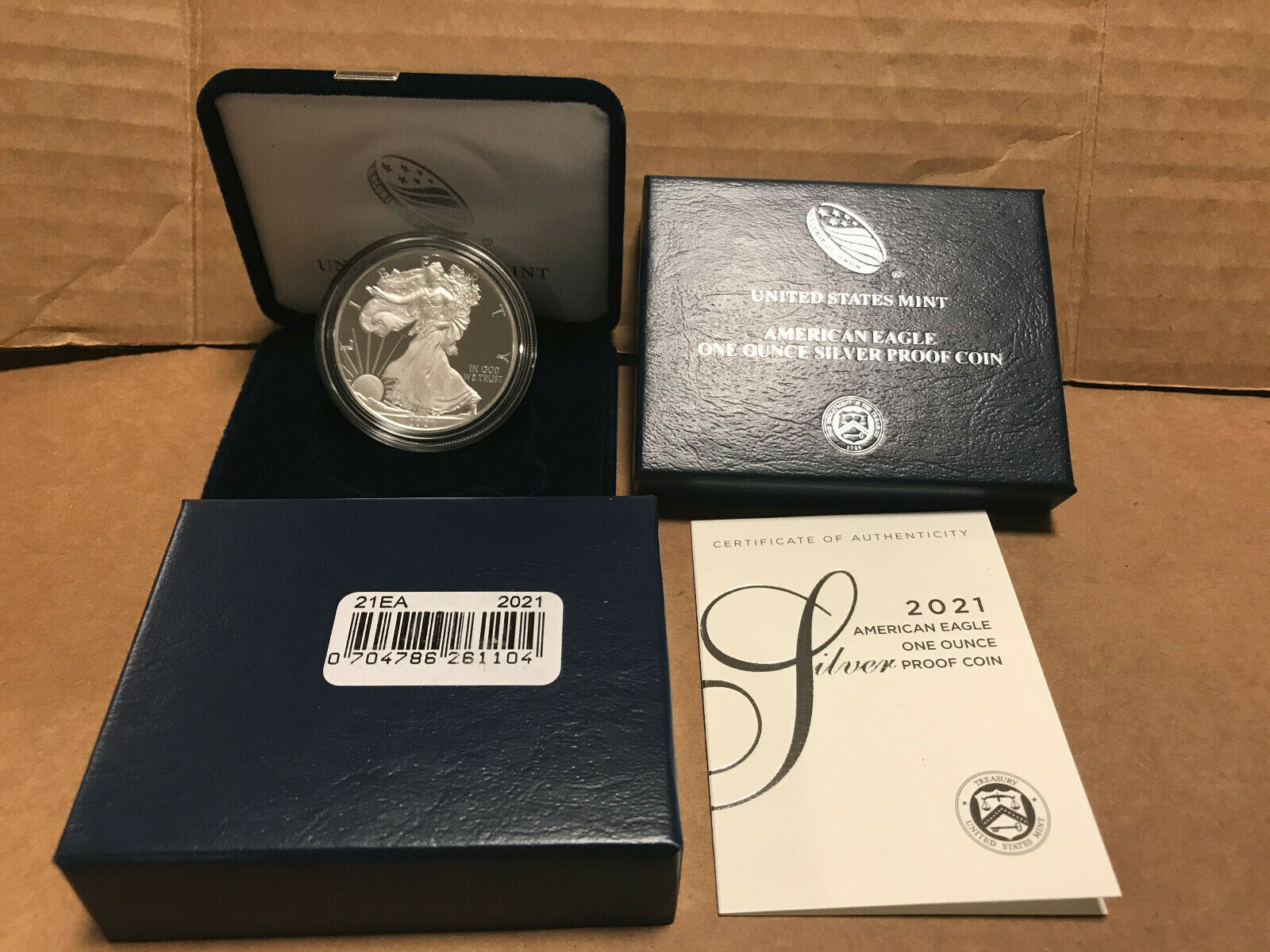 2021 W American Eagle One Ounce Silver Proof Coin West Point 1 Oz Box & Coa 21ea